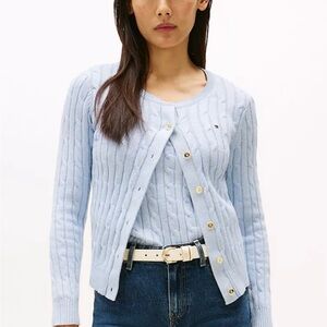 Tommy Hilfiger Light Blue Cable Knit Cardigan